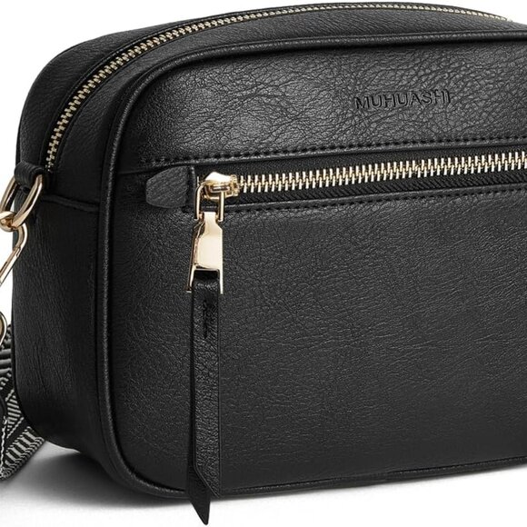 Small Crossbody Bag for Women Triple Pockets Vegan Leather Shoulder Camera Purse - Picture 1 of 7